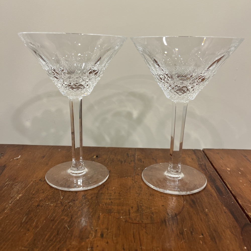 2 RARE VTG WATERFORD Crystal COLLEEN Cut Tall Cocktail Glass SIGNED 6"H